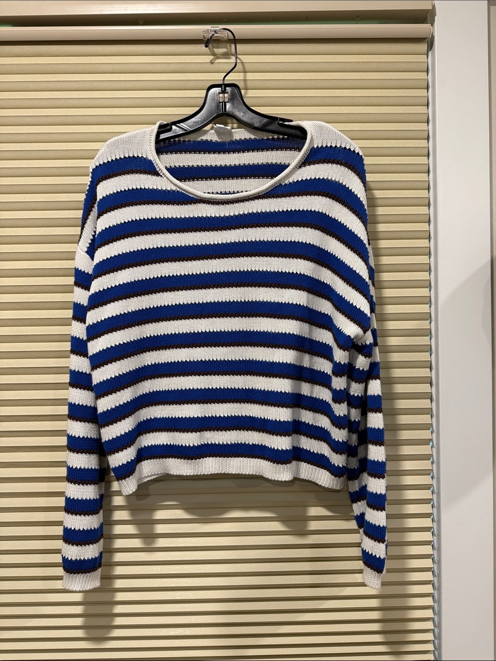Z Supply Blue and White Striped Women's Sweater - Casual Crewneck